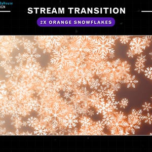 2x Animierter Weihnachten Twitch Übergang Orangefarbener Schneeflocken Fallen für Christmas Twitch Overlay, Winter Twitch Overlay