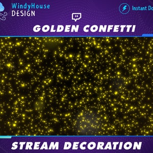 Animated Stream Decoration Falling Golden Confetti Twich Overlay, Party, Birthday, New Year, Glitter Papper, Discord, Add On Streaming