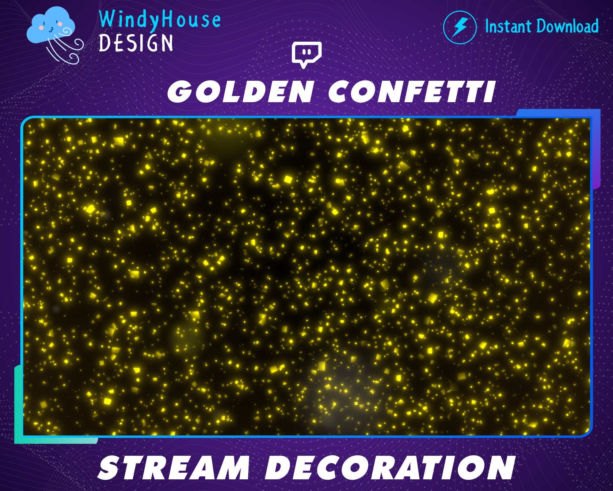 Streamers Fall Gif Animated Stream Decoration Falling Golden Confetti Twich Overlay, Party ...