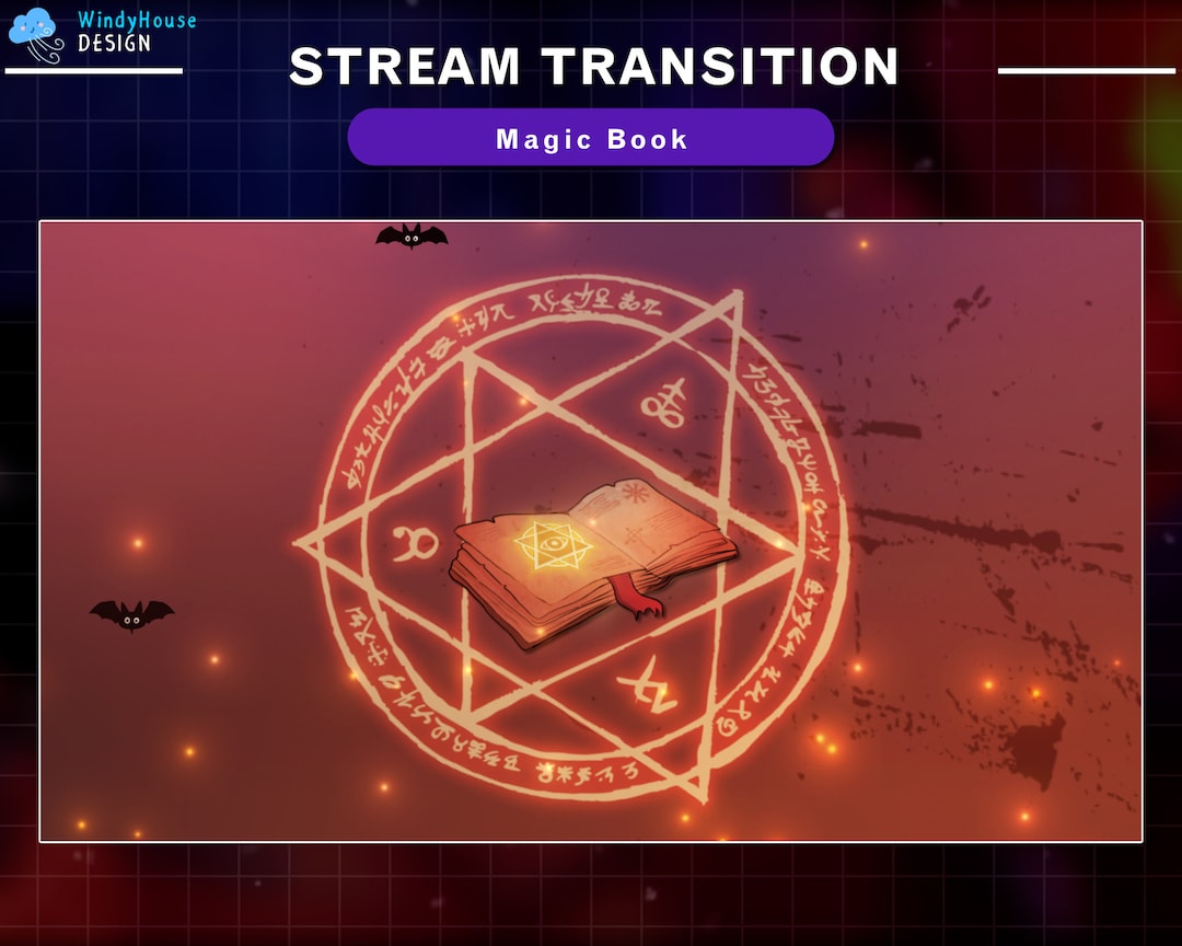 Transition Magic Image Animated Stream Halloween Transition, Magic Book Twitch Overlay ...