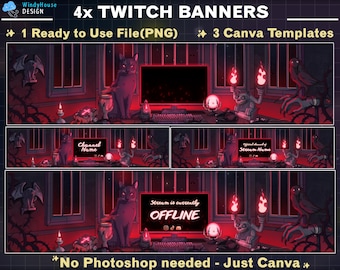 Halloween Vampire Streamer Banner: Twitch, YouTube, Discord (Canva Template)