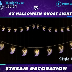 6x Animated Stream Decoration Halloween Ghost Light, Spooky Theme, Kawaii Twitch Overlay, Twinkle Light, Add-on your Stream