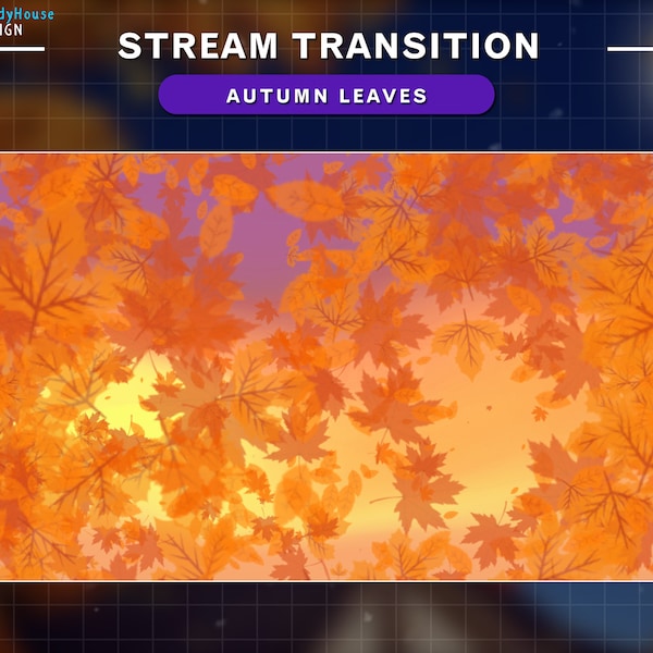 2x Animated Stream Transition Autumn Leaves, Maple Leaves Twitch OBS Scenes Stinger, Twitch Transition