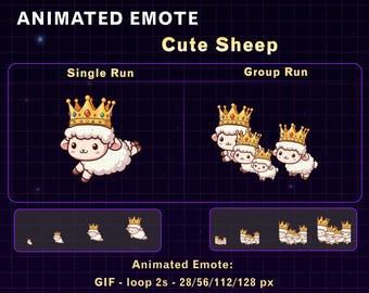 Animated Cute Sheep Running Twitch Emote, Cute Cow Stream Emote for Twitch Discord, Cow GIF Raid Alert