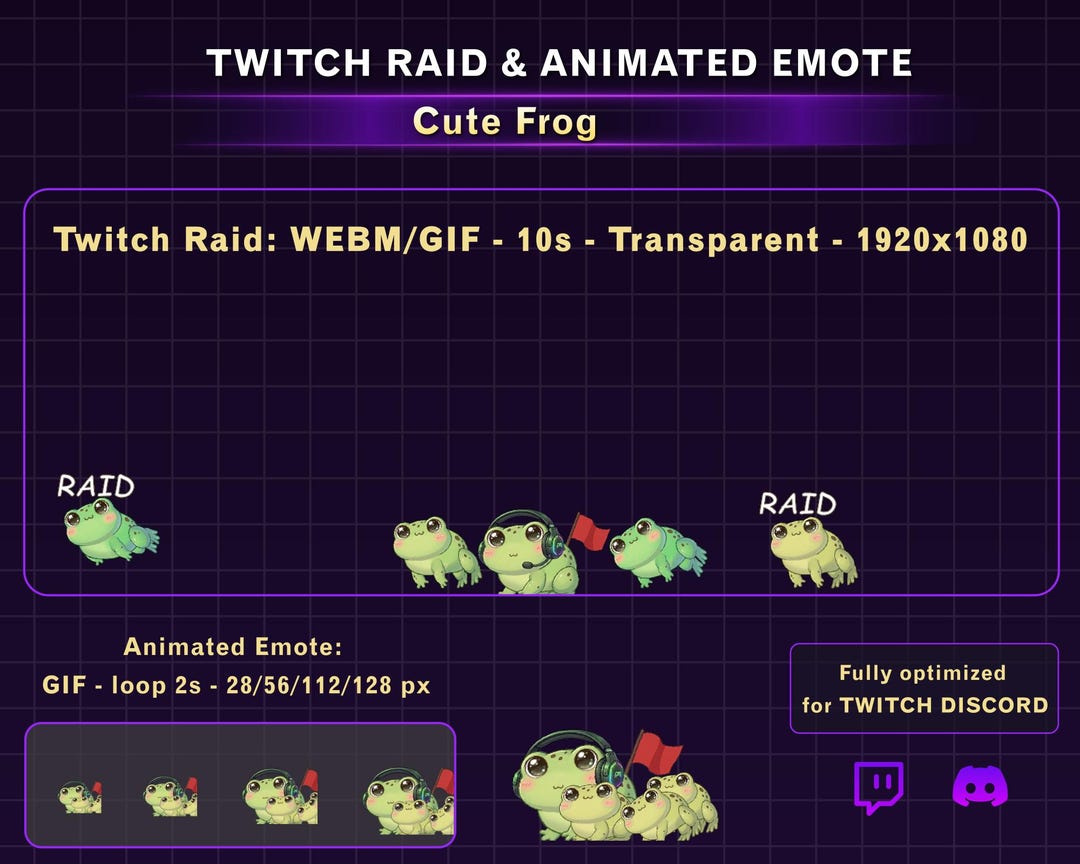 Animated Cute Frog Twitch Raid Alert, Frog Stream Alerts, Frog Twitch ...