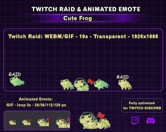 Animated Cute Frog Twitch Raid Alert, Frog Stream Alerts, Frog Twitch Emote, Discord Emote
