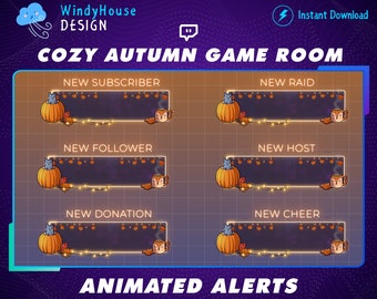 Animated Cute Cat Twitch Alerts, Pumpkin Twitch Alerts For Overlay Pack