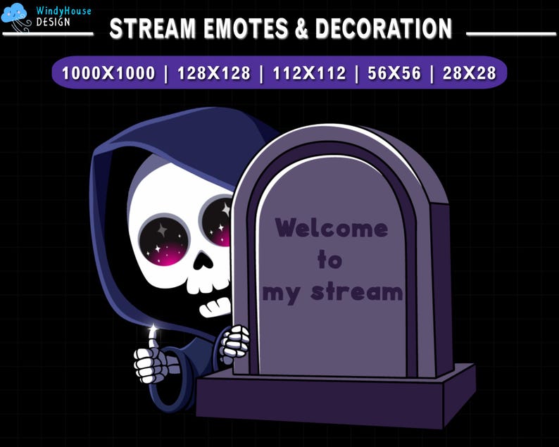 Gesto de bienvenida de la Parca animada para Twitch, gesto de transmisión fantasma, gesto de Discord, decoración de transmisión imagen 1