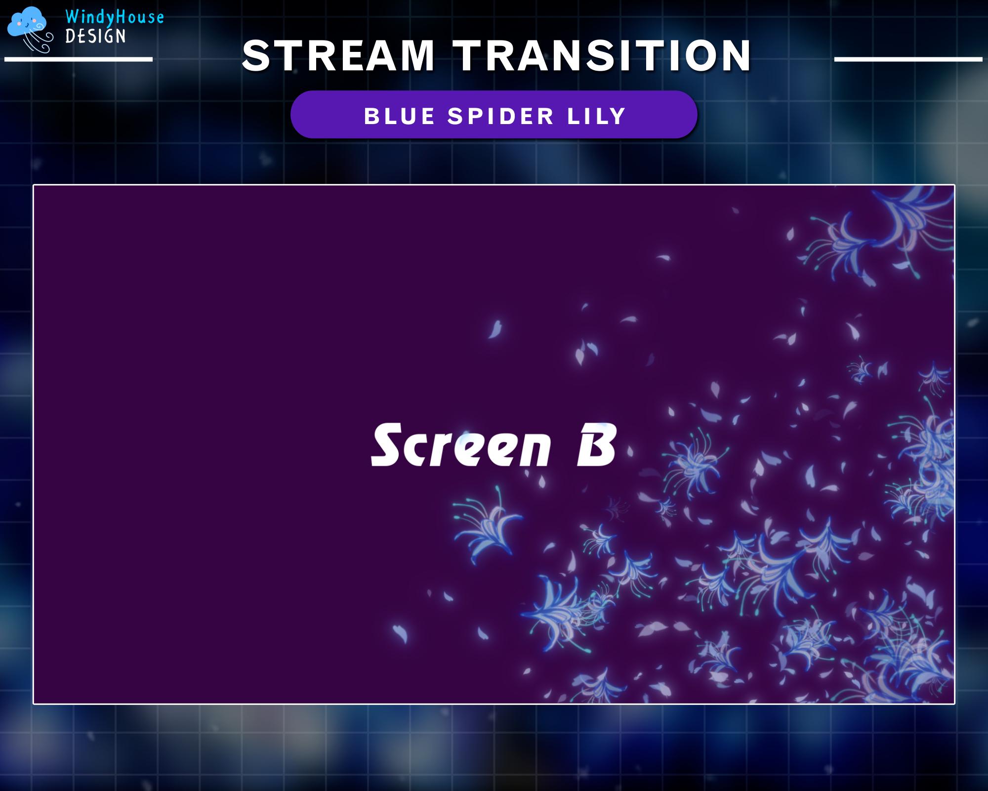 Animated Stream Transition Blue Spider Lily, Petal Bloom Twitch ...