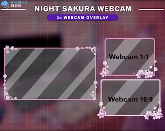 Superposición de cámara web animada en flor de cerezo, borde estético de cámara web de Sakura con superposición de Twitch de Sakura