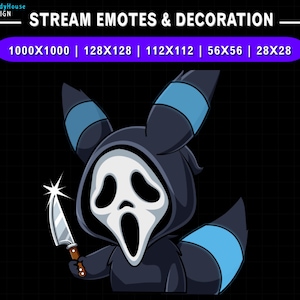 Animierter Ombreon Assassin Twitch Emote, Evoli Emotes, süße Kawaii Pokemon Dekoration, Discord Emote