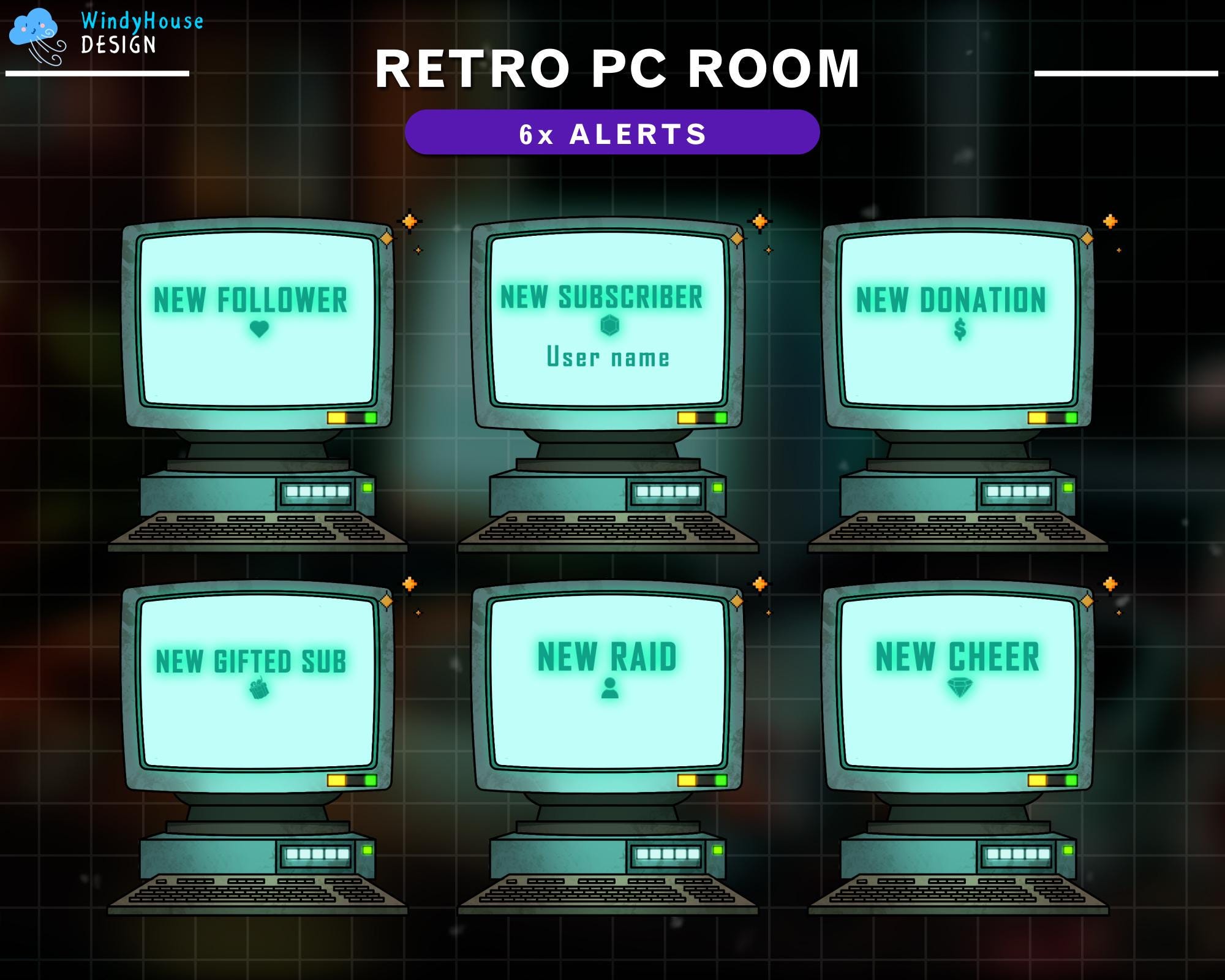 Retro PC Room Stream Alert, Vintage Computer Twitch Alert - Etsy