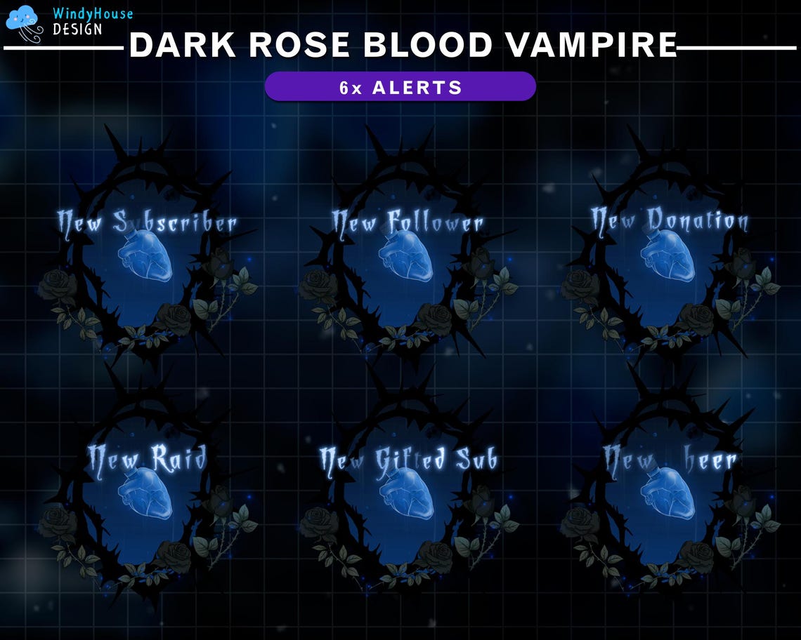 Animated Gothic Vampire Halloween Stream Package: Dark Blue Twitch ...