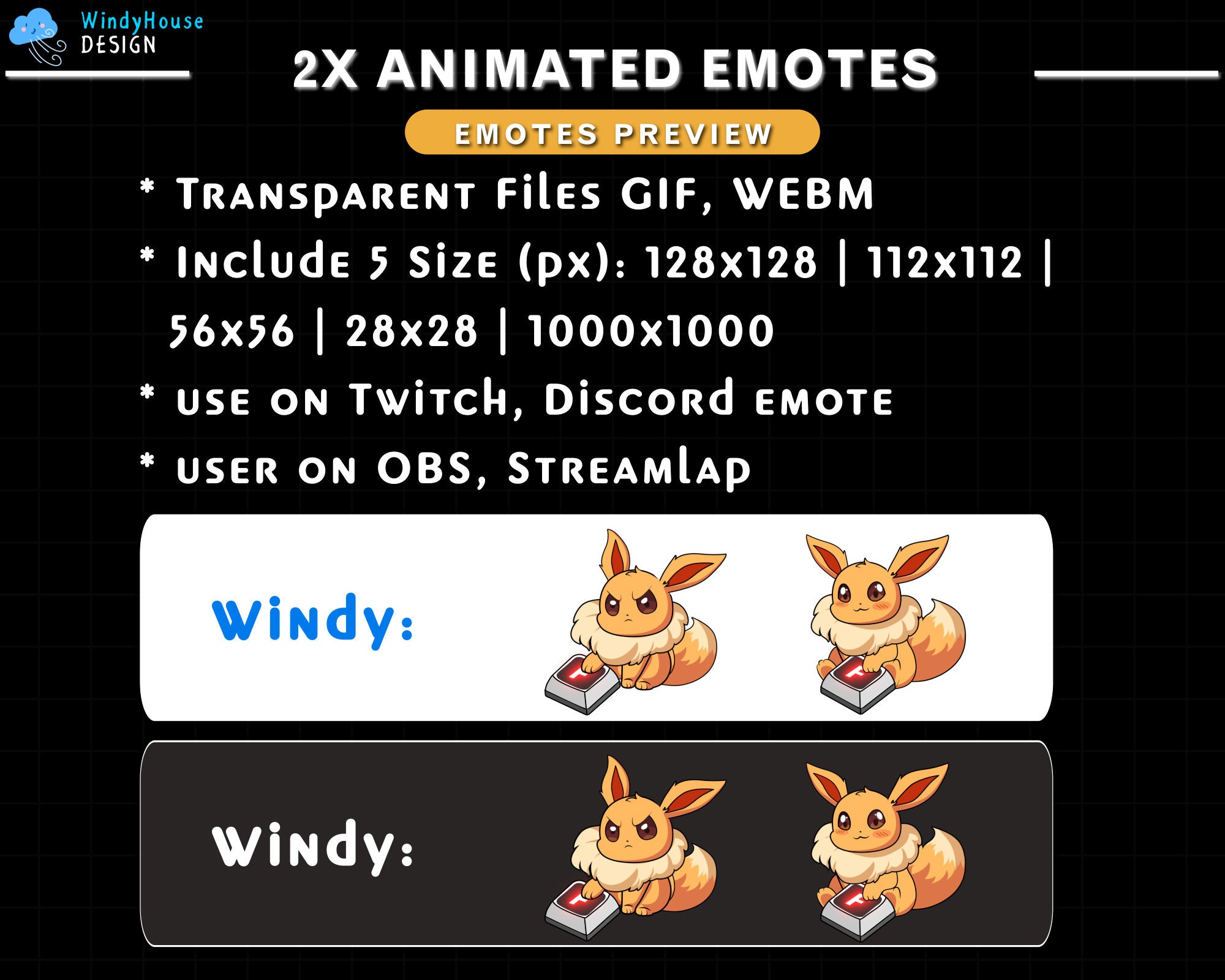Animated Twitch Emote Eevee FF, Cute Eevee Twitch Emotes, Eevee Emotes ...