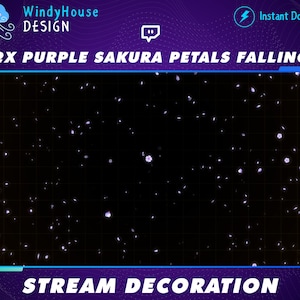 2x Animated Stream Decoration Purple Sakura Falling, Cherry Blossom twitch Overlay, Spirit Flower Petal, Kawaii Twitch Overlay