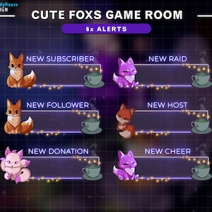 Animierte niedliche Fox-Twitch-Alerts, niedliche Neunschwänzige Fox-Stream-Alerts