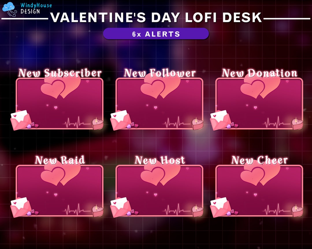 Animated Pink Aesthetic Love Stream Alerts, Valentine's Day Twitch ...