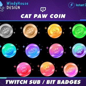 12x Colorful Coin Twitch Sub Badges, Money Bit Badges Set, Twitch Tier Badges For Streamers/Discord