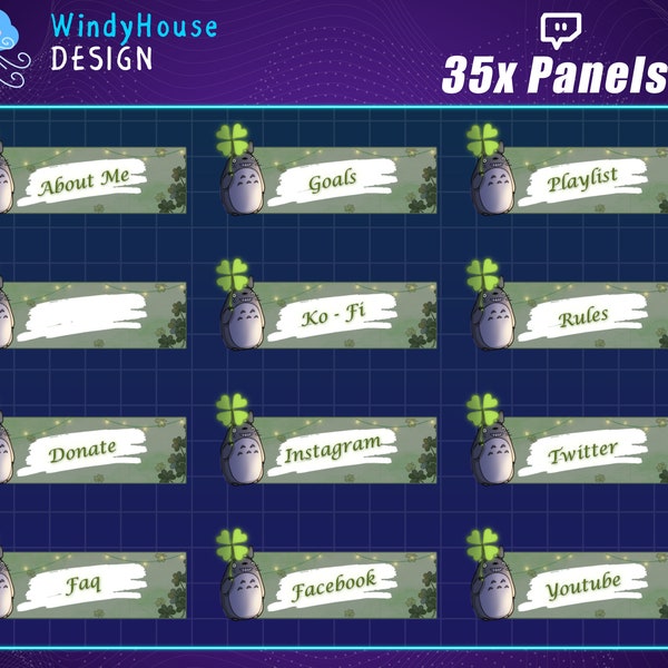 Twitch Panels Lucky Clover, Four Leaf Twitch Panels,  Cute Panels Kawaii Cozy Aesthetic For Stream Overlay Pack