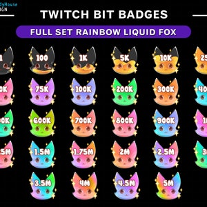 Liquid Fox Bottle Twitch Bit Badges/ Fox Twitch Bit Badges Set/ Number Twitch Bit Badges/ Twitch Tier Badges