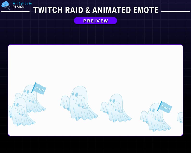 Cute Ghost Animated Twitch Raid Alert Pack, Ghost Emotes for Streamers ...