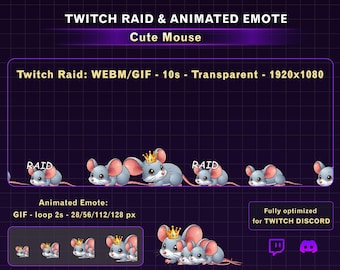 Animated Mouse Twitch Raid Alert, Adorable Cute Mouse Alert Animation Pack, Funny Twitch and Discord Raid Emotes for Streamers