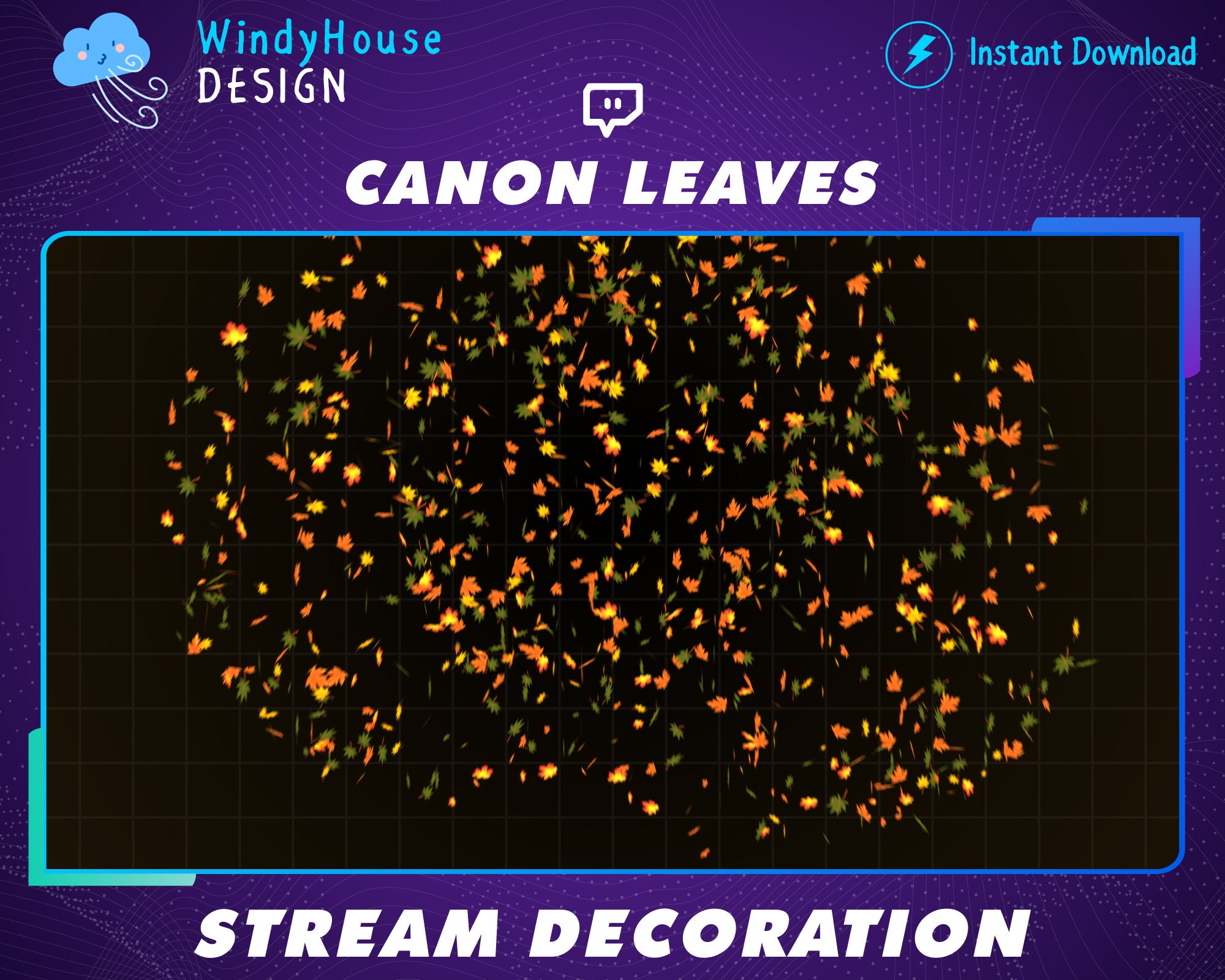 Animated Autumn Canon leaves Stream decoration - Leaves Confetti /twitch overlay /Add-on your Stream
