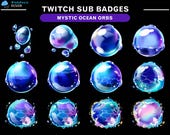 Ocean Bubble Twitch Sub Badges/ Deep Sea Twitch Sub Badges Set/ Mystic Water Twitch Bit Badges/ Twitch Tier Badges