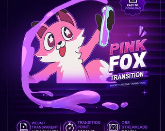 Pink Fox Magic Potion Stinger Transition, Cute Fox Stream Transition for OBS Streamer Vtuber
