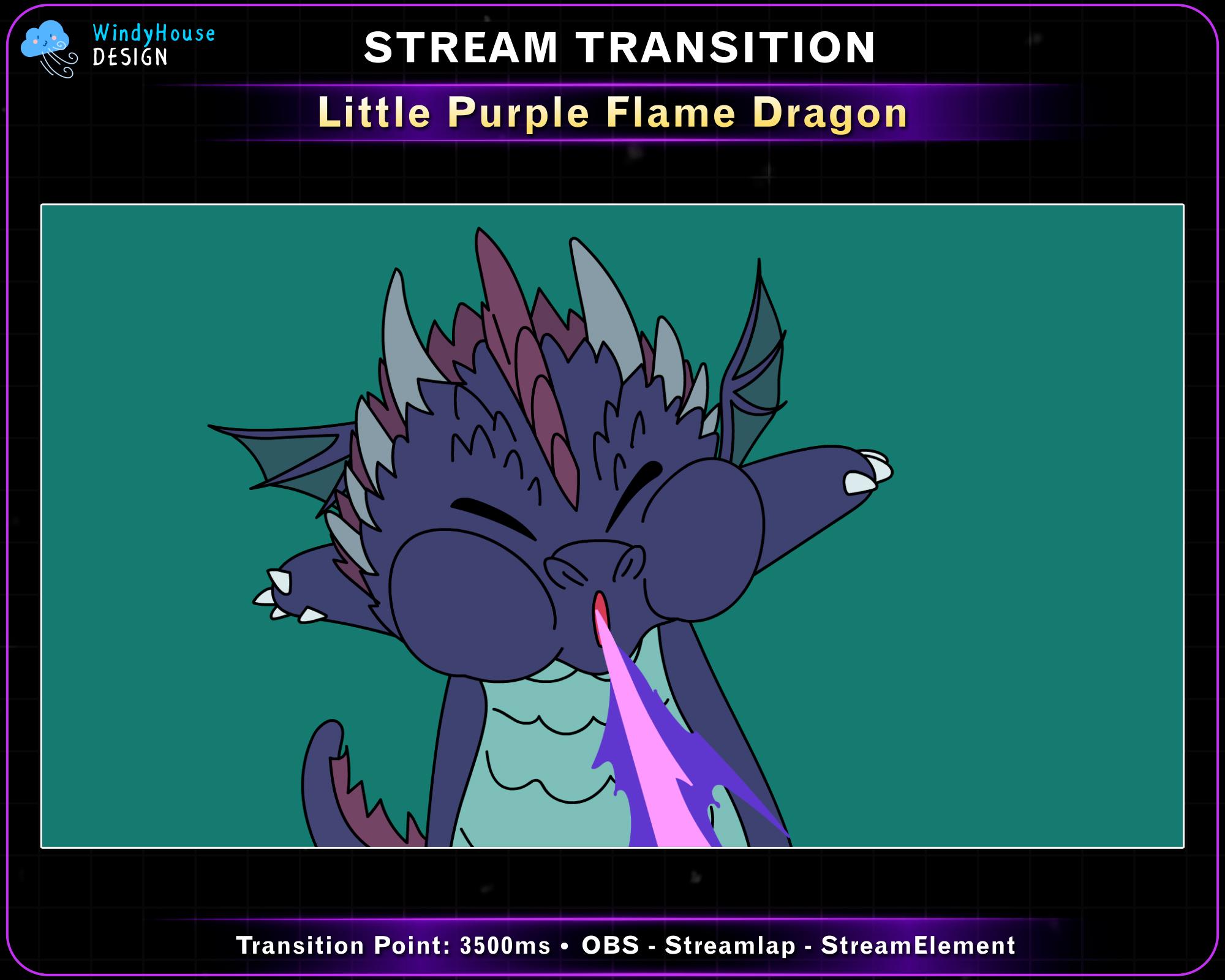 Animated Little Dragon Flame Purple Stream Transition, Cute Dragon ...