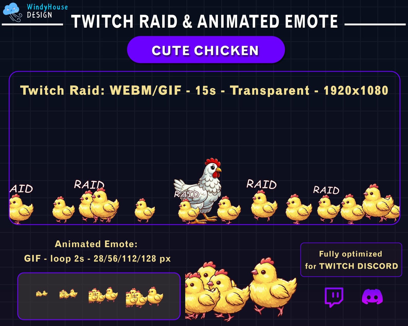 Animated Cute Chicken Twitch Raid Alert, Adorable Cute Chicken Alert ...