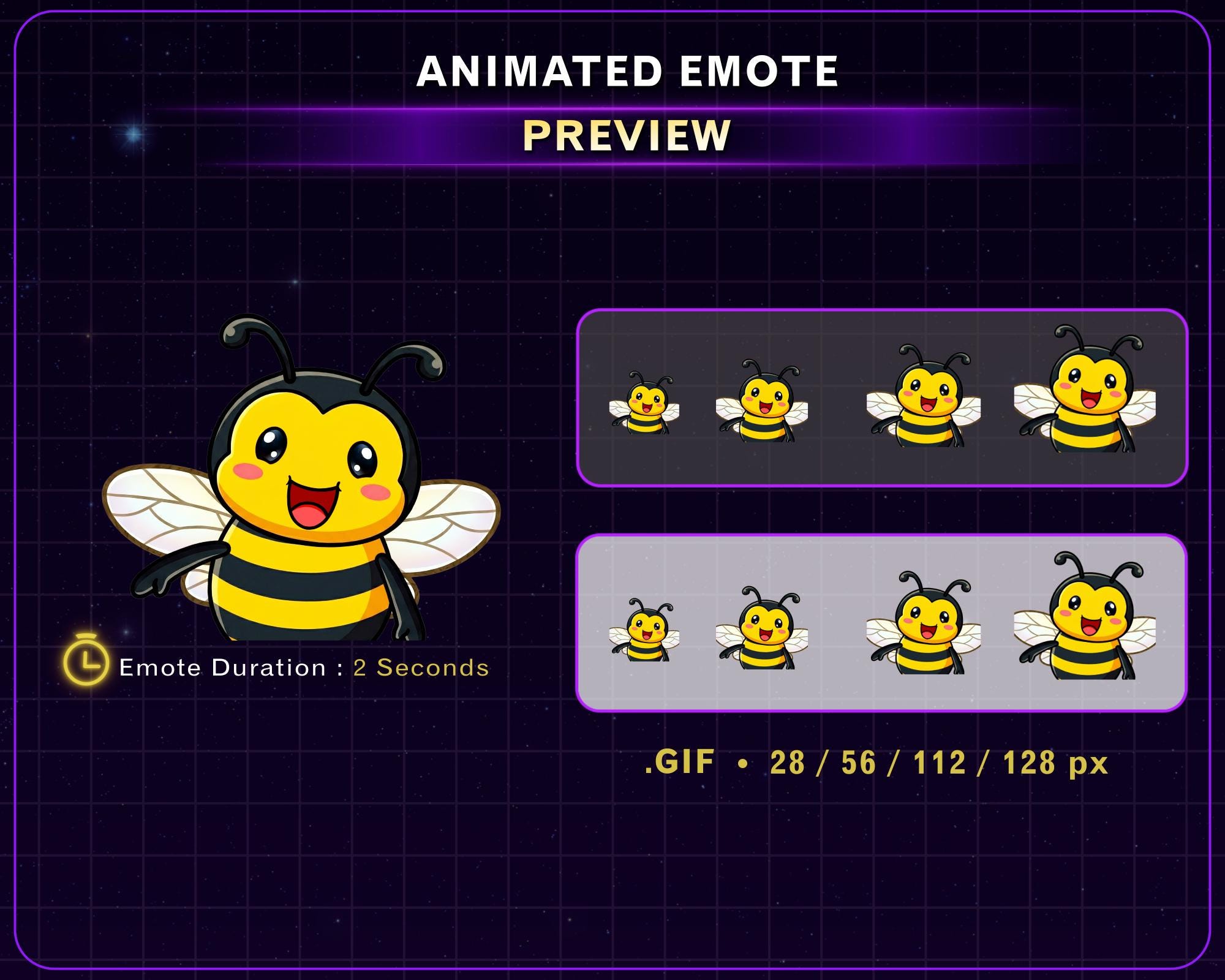 Cute Bee Wave Animated Twitch Emote, Bee Welcome Stream Emotes for ...