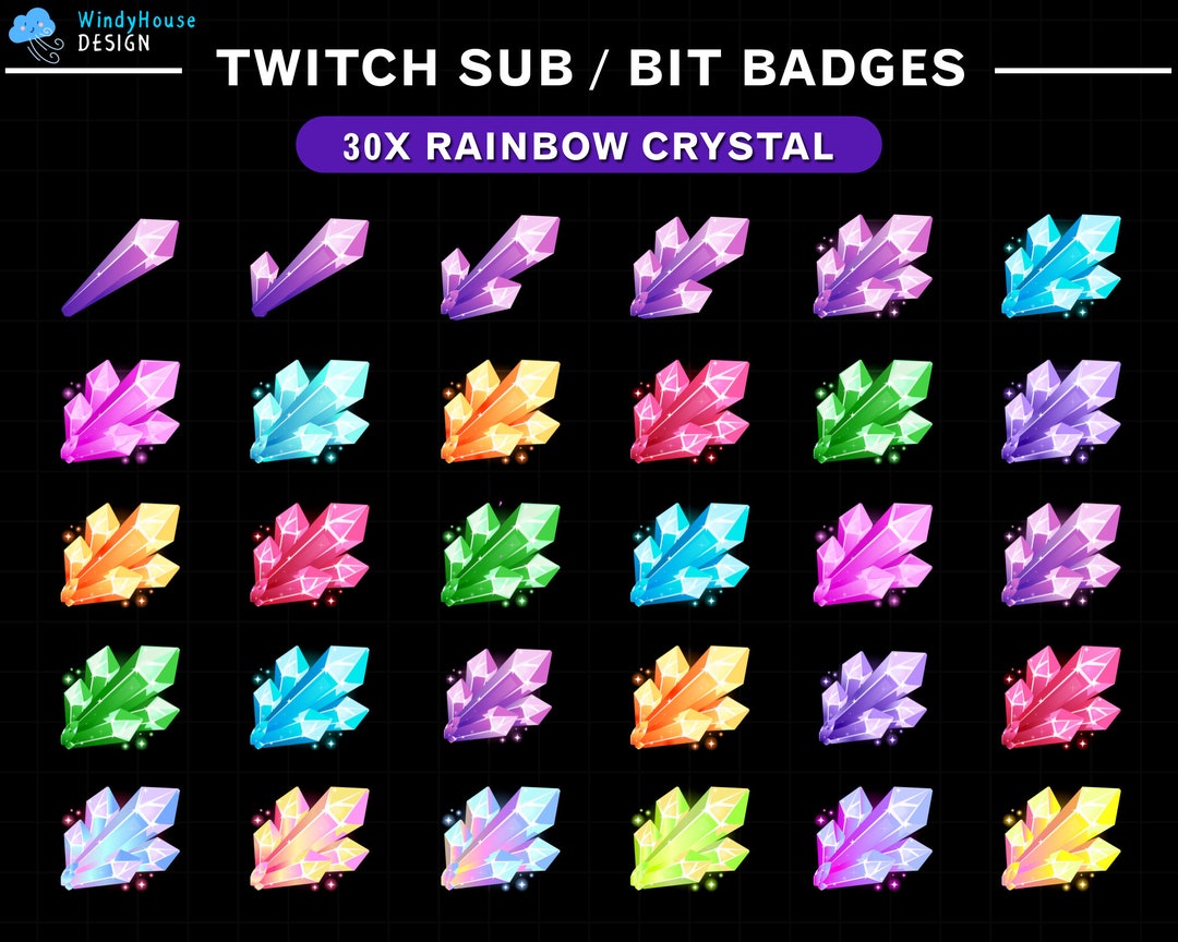 Crystals Twitch Sub Bit Badges, Gem Stone Sub Bit Badges for Twitch ...