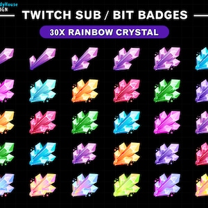 Crystals Twitch Sub Bit Badges, Gem Stone Sub Bit Badges for Twitch, Discord