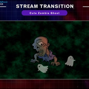Animated Stream Halloween Transition, Monster Twitch Overlay, Cute Ghost Transition For Twitch