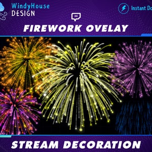 Animated Firework Twitch Overlay, Colorful Firework, Stream Decoration, Confetti Shooting, Festive Sparkling Particles, New Year, Christmas