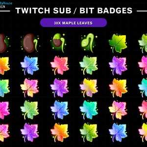 Volles Set 30x Ahornblätter Twitch Sub Abzeichen, Herbst Twitch Sub Abzeichen für Streamer, YouTuber & Discord
