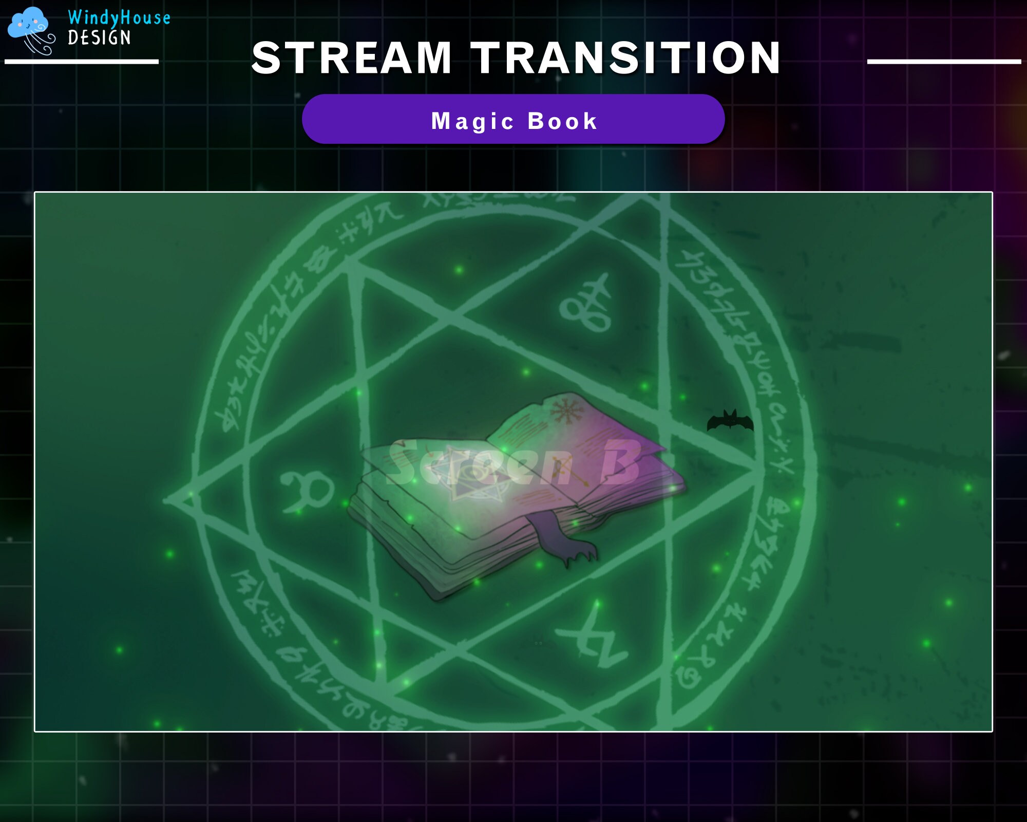 Magicstream Transition Animated Stream Transition Magic Book, Witchy Twitch OBS Scenes Stinger ...