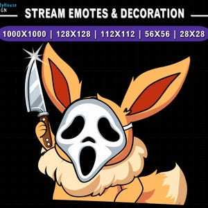 Animated Eevee Assassin Twitch Emote, Eevee Emotes, Halloween Stream Decoration, Discord Emote