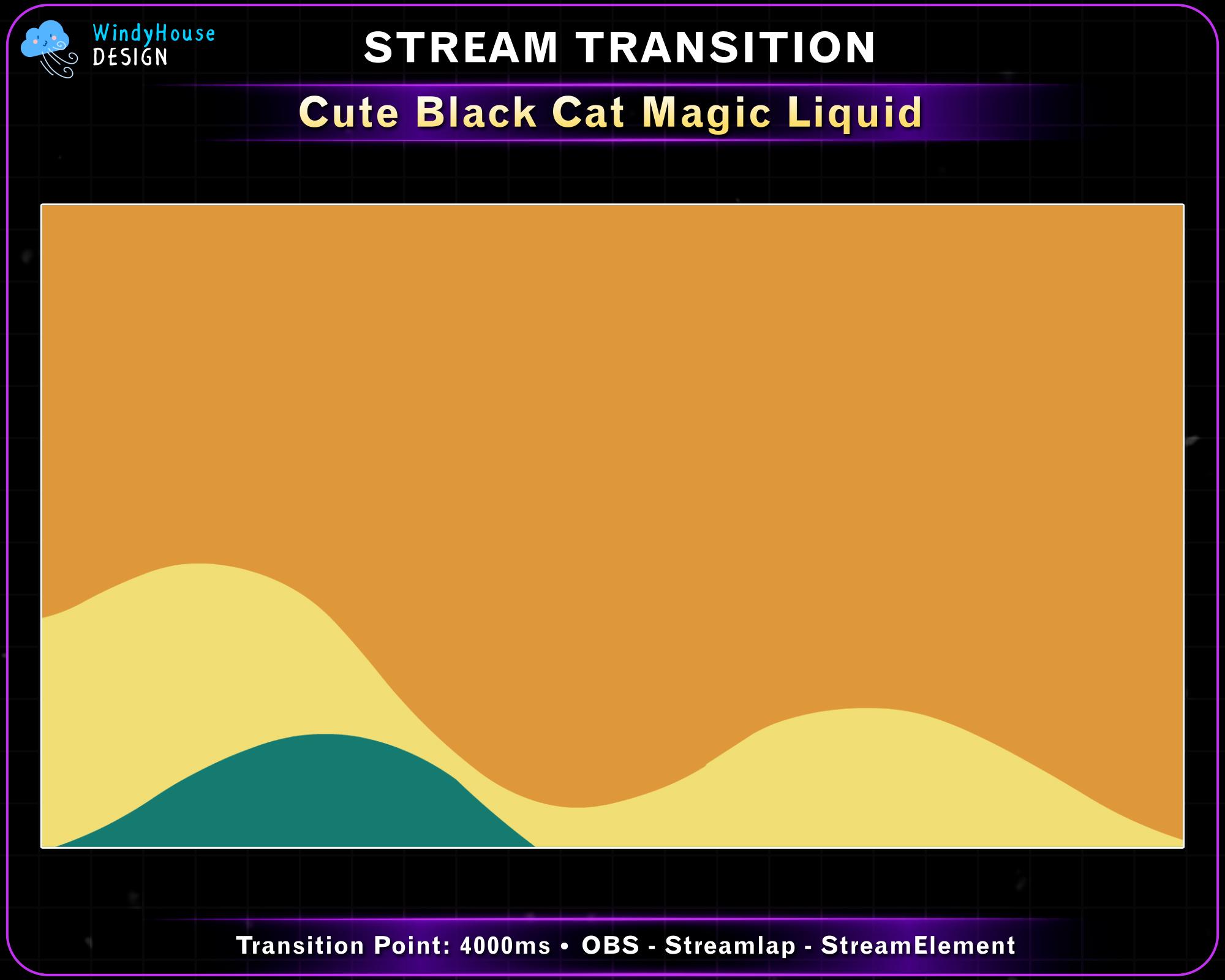 Magicstream Transition Animated Black Cat Magic Potion Stream Transition, Witch Cat Twitch ...