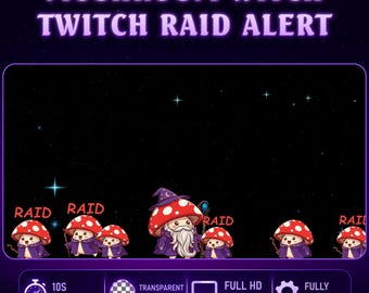 Animated Cute Mushroom Twitch Raid Alert, Mushroom Stream Alerts, Bonus Mushroom Twitch Discord Emote