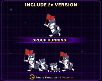Animated Wolf Running Twitch Emote, Cute Wolf Stream Emote for Twitch Discord