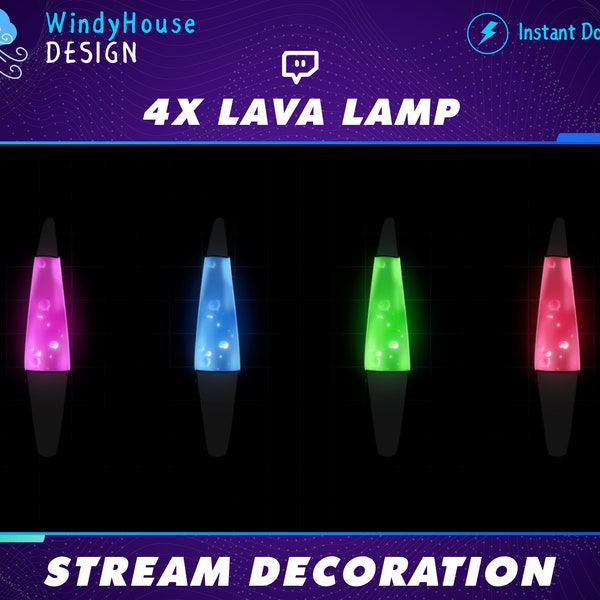 4x Animated Lava Lamps Stream Decoration, Lamp Aesthetic, Cozy Cottage Twitch Overlay, Stream Graphics