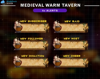 Animated Beer Mugs Twitch Alerts, Warm Tavern Stream Alerts