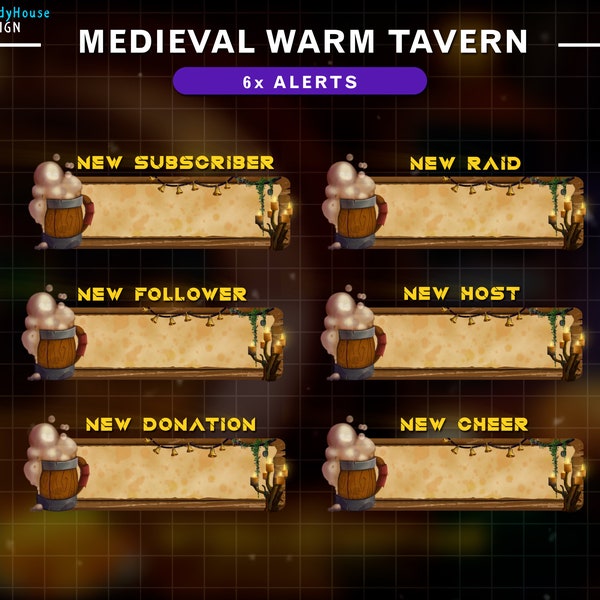 Animated Beer Mugs Twitch Alerts, Warm Tavern Stream Alerts