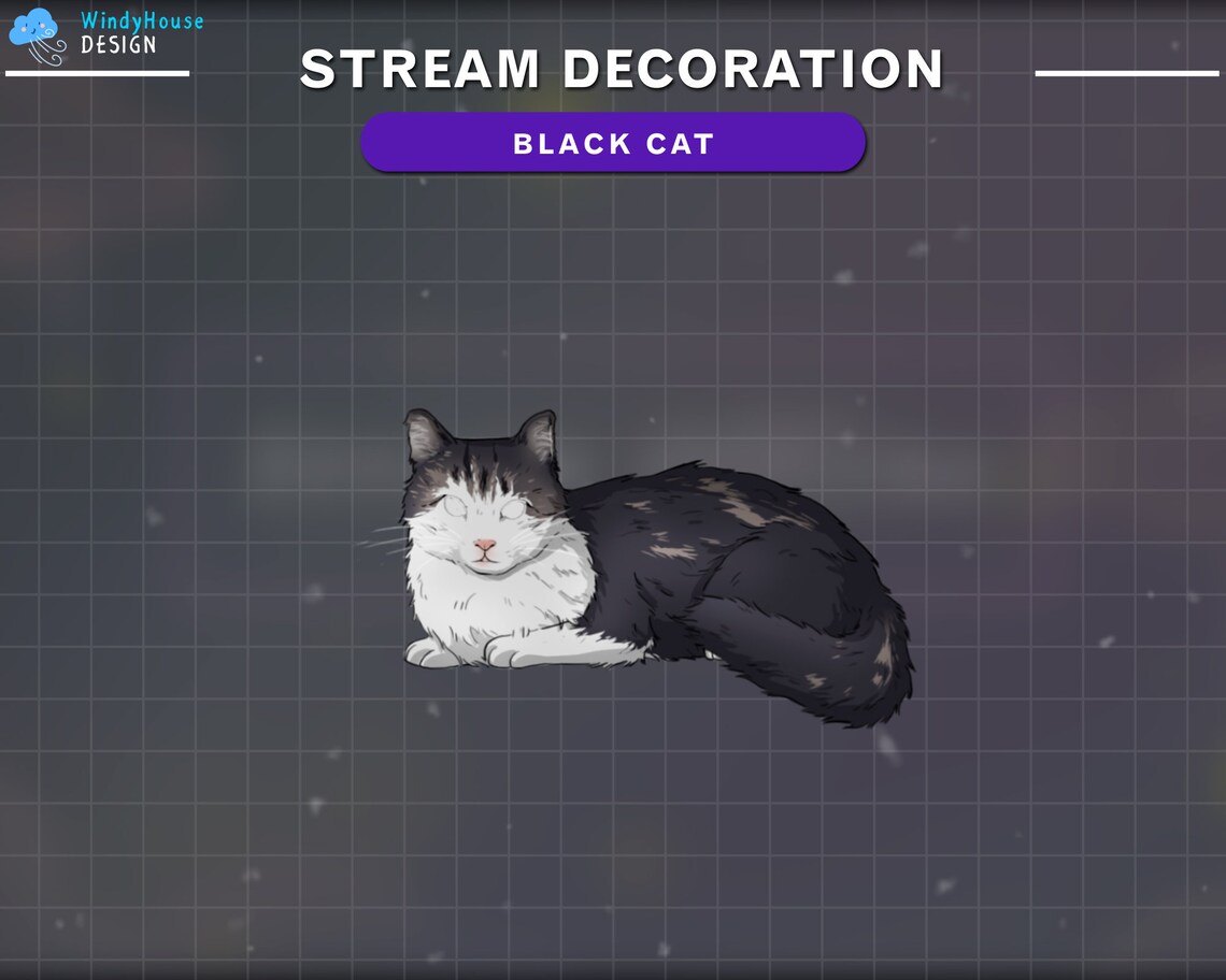 Animated Cute Cat Loaf Stream Decoration, Black Cat Twitch, Tabby Cat ...