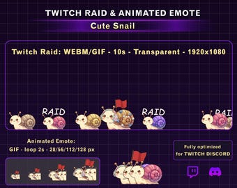 Animated Snail Twitch Raid Alert, Snail Twitch Emote, Funny Twitch Raid Alert for Streamers