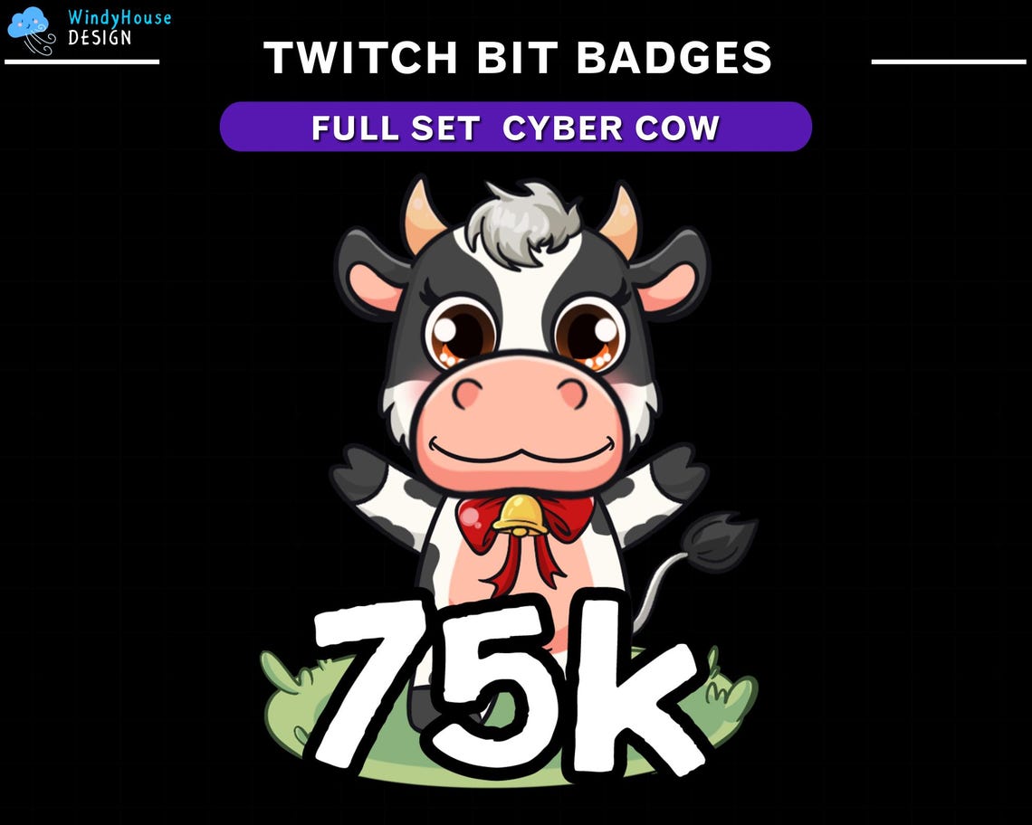 Cow Bit 28x Cute Cow Bit Badges/ Adorable Farm Animal Loyalty Badges / Twitch ...