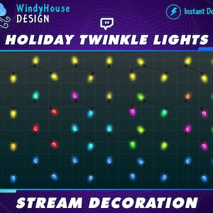 8x Animated Stream Decoration Holiday Twinkle Lights String / Party Lights / Twitch Holiday Light / Kawaii Twitch Overlay