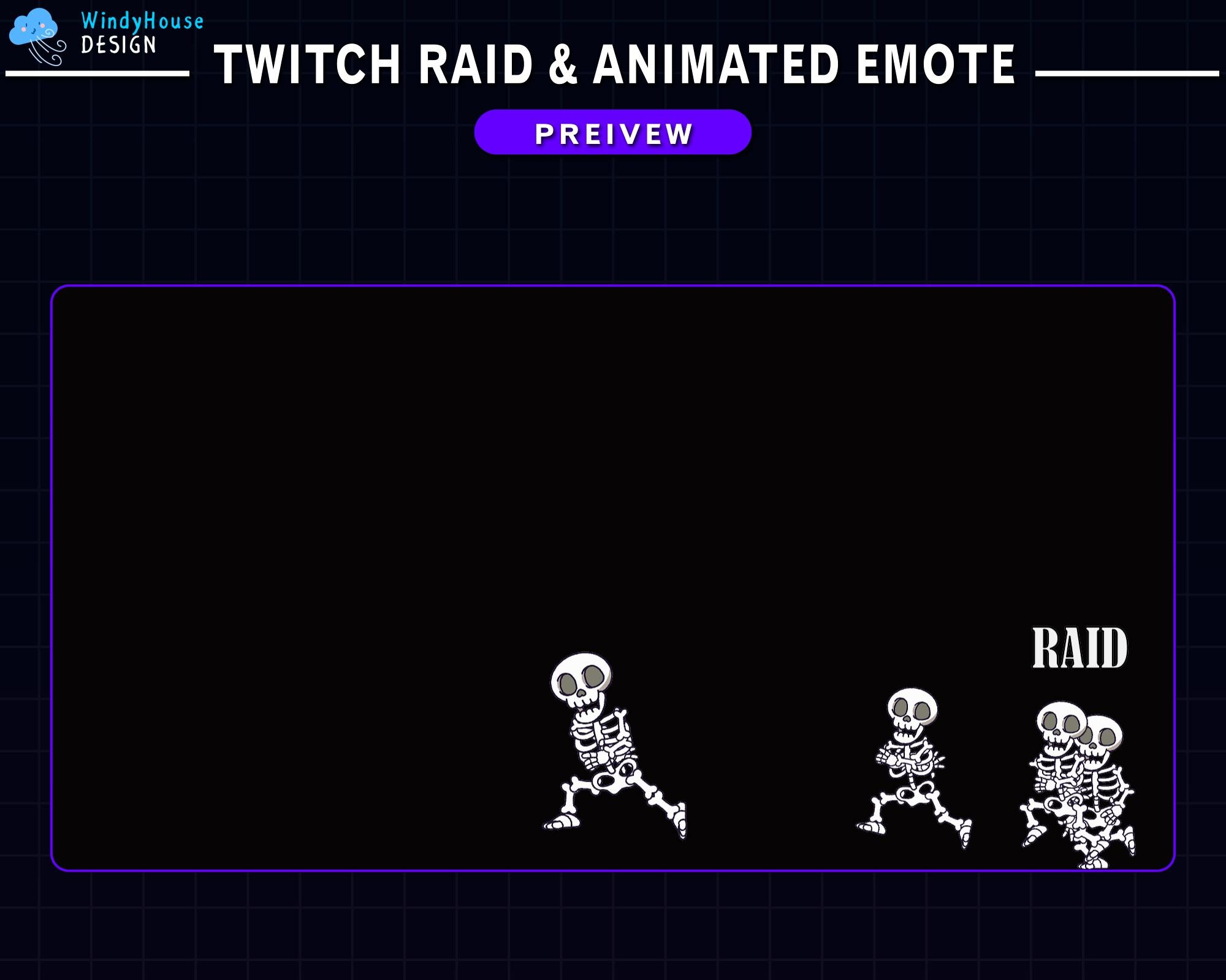 Animated Skeletons Running Twitch Raid Alert Pack, Skeleton Emotes for ...